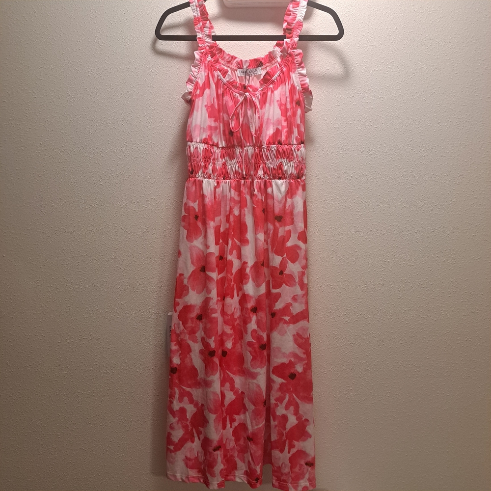 Floral Pink and White Dress